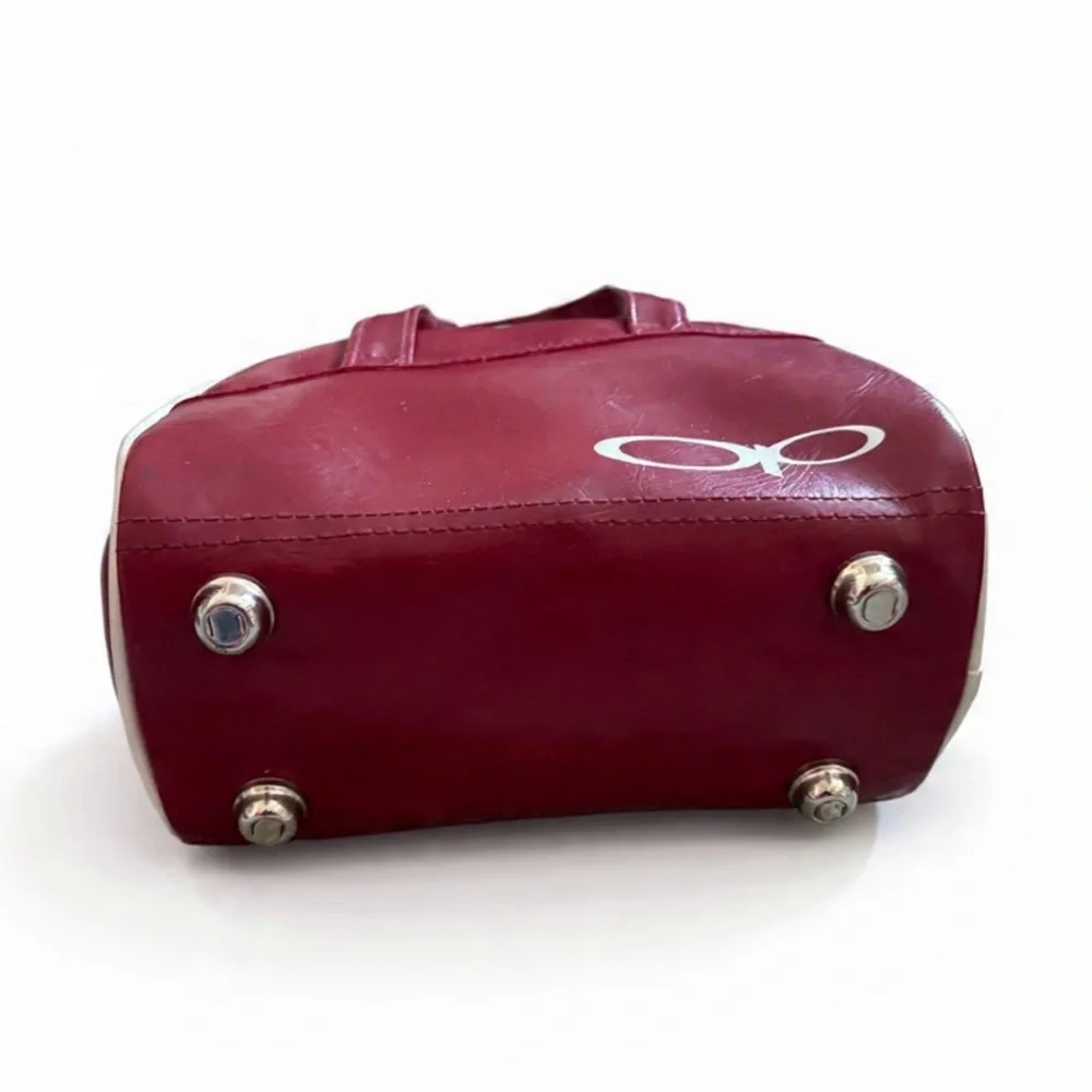 Y2K Ocean Pacific | Maroon Mini Bowling Bag with White Accents - Picture 2 of 4